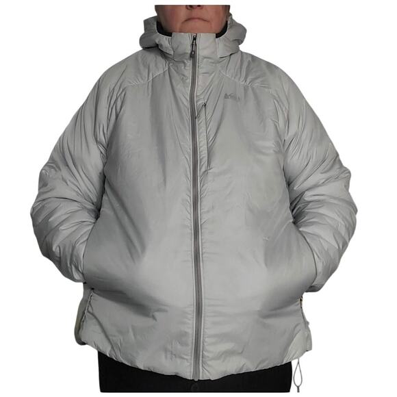 REI Co-op Size 3X Plus Flash Insulated Hybrid Hoodie Puff Jacket Gray Primaloft - Picture 1 of 8